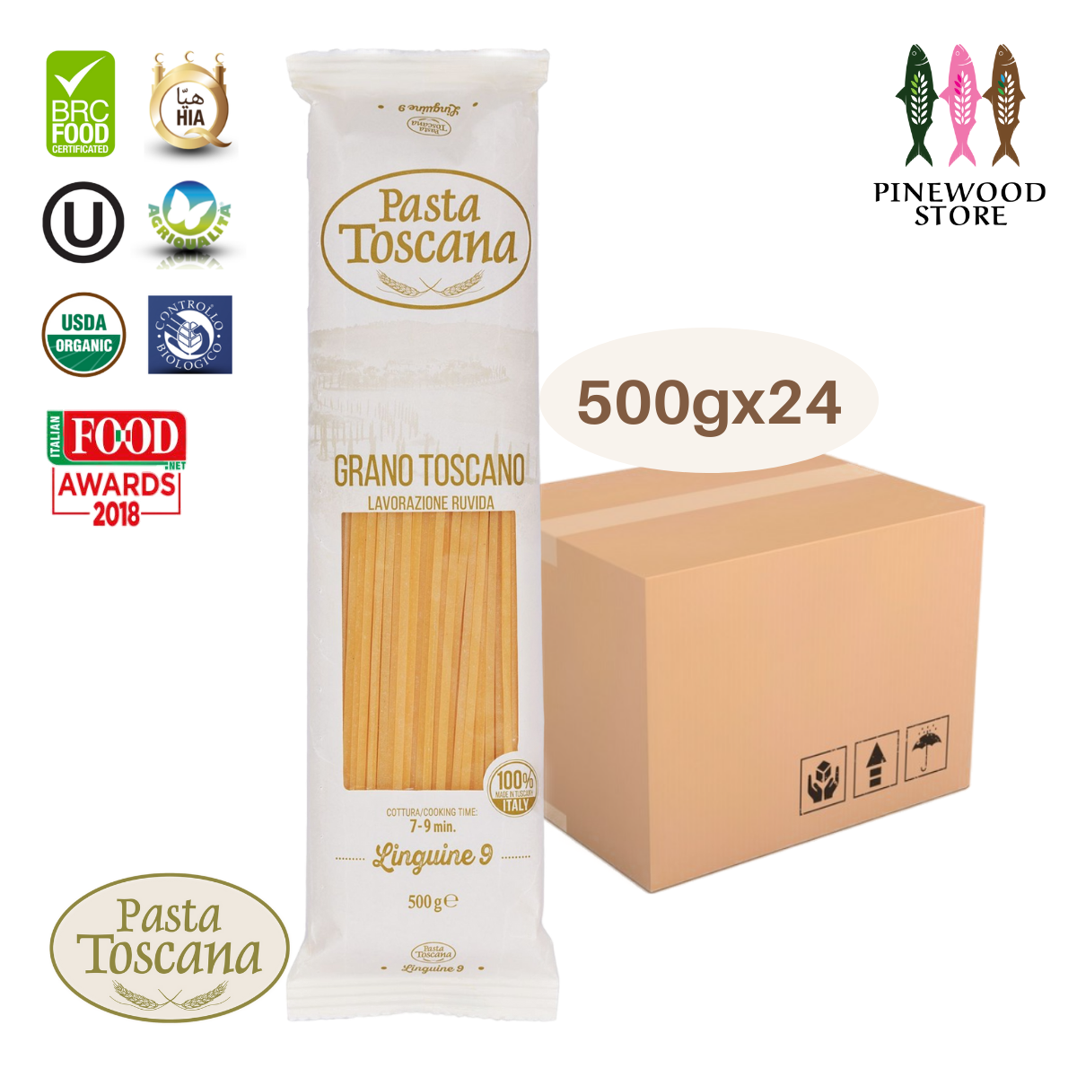 Pasta Toscana - Premium Classic Pasta-Linguine #9-Case (500G X 24)
