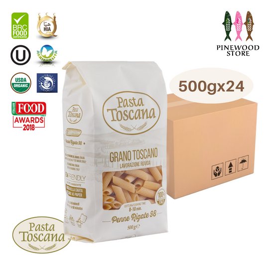 Pasta Toscana - Premium Classic Pasta-Penne Rigate #98-Case (500G X 24)